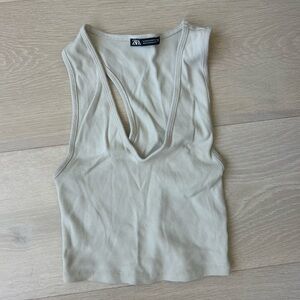 Zara Beige Ribbed Tank Top